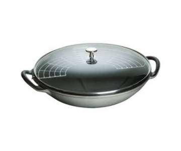 Wok grau mit Glasdeckel 5.7 lt., 37cm