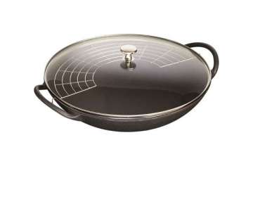 Wok schwarz mit Glasdeckel 5.7lt., 37cm