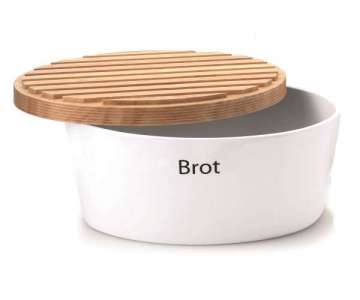 Keramik Brottopf mit Holzdeckel, 30x23x13.5 cm