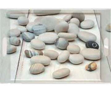 Beach Stones Tablett m. Griffen 40x27 cm