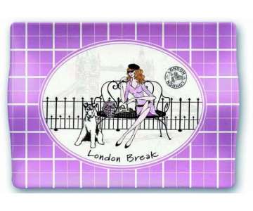 London Break Tablett m. Griffen 49x34 cm