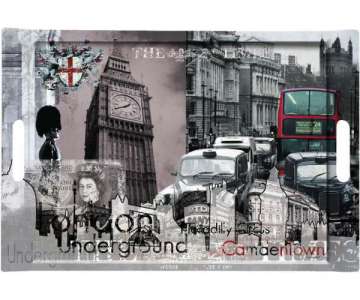 London Tablett m. Griffen 40x27 cm