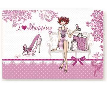 I Love Shopping Tablett m. Griffen 49x34 cm