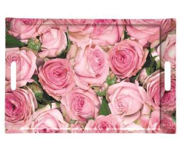 Roses Tablett m. Griffen 40x27 cm