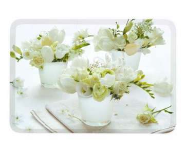 White Flowers Tablett 44.5x31 cm