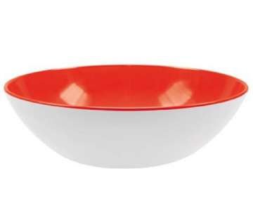 Duo Salatschale flach weiss/rot 24 cm