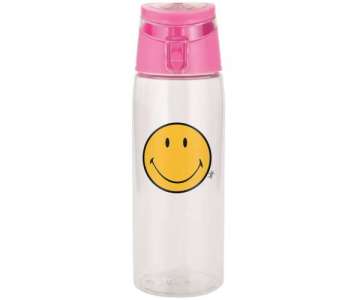 Smiley Flasche transparent m. Deckel fuchsia, 75 cl