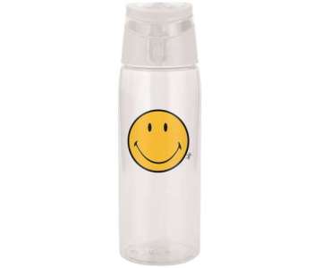 Smiley Flasche transparent m. Deckel weiss, 75 cl