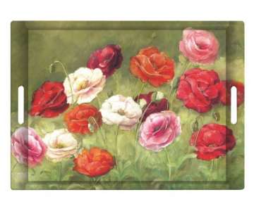 Poppies&Colours Tablett m. Griffen 45x31 cm