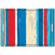 Stripes on Wood blau Tablett m. Griffen 45x31 cm