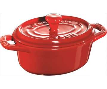 Keramik Mini Cocotte oval, kirschrot 0.2l / 11 cm