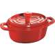 Keramik Mini Cocotte oval, kirschrot 0.2l / 11 cm