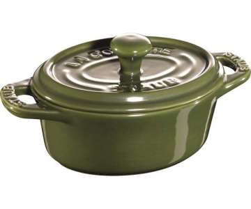 Keramik Mini Cocotte oval, basil 0.2l / 11 cm