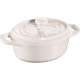 Keramik Mini Cocotte oval, weiss 0.2l / 11 cm