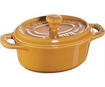 Keramik Mini Cocotte oval, senfgelb 0.2l / 11 cm