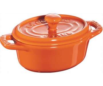 Keramik Mini Cocotte oval, orange 0.2l / 11 cm