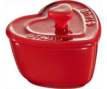 Keramik Cocotte Herz, Kirschrot 0.2l / 10 cm