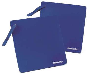 Topflappen schwarz 2 Stk. blau 18cm