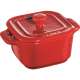 Keramik Mini Cocotte quadr. 2er Set kirschrot, 8cm