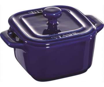 Keramik Mini Cocotte quadr. 2er Set blau, 8cm