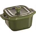 Keramik Mini Cocotte quadr. 2er Set basil, 8cm