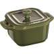 Keramik Mini Cocotte quadr. 2er Set basil, 8cm