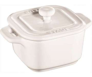 Keramik Mini Cocotte quadr. 2er Set weiss, 8cm