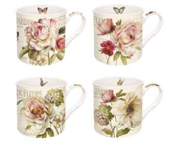 Fleurs Tassen Set 4 tlg. In GB, 350 ml