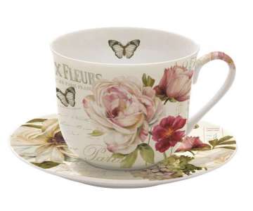 Fleurs Tasse und Teller, 400 ml