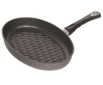 Grillpfanne oval 35x24cm Induktion mit Rautenmuster