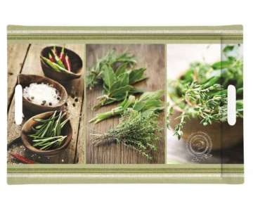 Kitchen Herbs Tablett m. Griffen 49x34cm