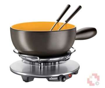 Koenig Fondue Set anthrazit/gelb