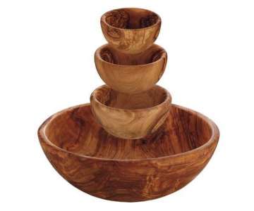 Holzschale rund, D:10cm, H:5,5cm, olive