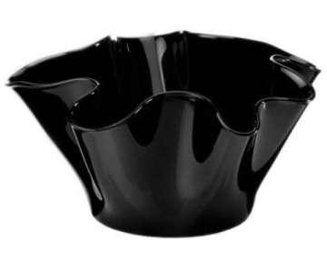 Glassschale gewellt, D:32cm, H:16-17cm, schwarz