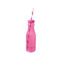 Soda Flasche m. Trinkhalm 70 cl, fuchsia/weiss