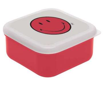 Smiley Lunchbox, grapefruit/weiss, 10 x 10 cm