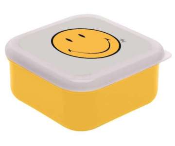 Smiley Lunchbox, gelb/weiss, 10 x 10 cm