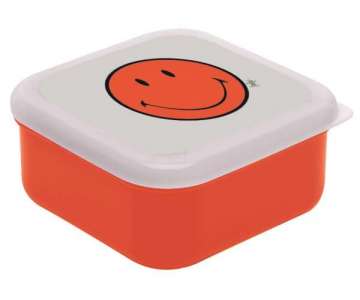 Smiley Lunchbox, coral/weiss, 12 x 12 cm