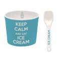 Keep Calm Porzellan Eisbecher, blau,  8.5 cm