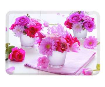 Pink Flowers Tablett 44.5x31 cm