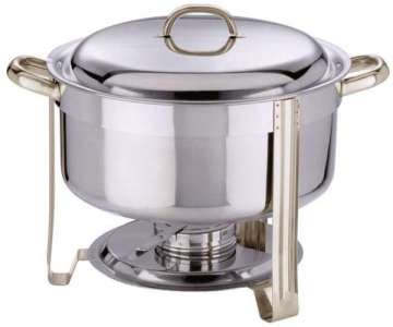 Chafing Dish, rund, 7,5 l mit vergoldeten Griffen