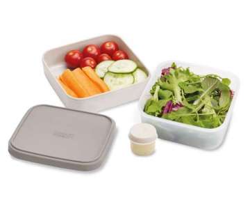 GoEat Compact 2-in-1 Salat Box, grau, 15x9.5 cm