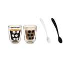 Dot Dot 2 Espressoglas doppelw.+2 Lffel schw./weiss