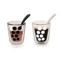 Dot Dot 2 Kaffeeglas doppelw.+ 2 Lffel schwarz/weiss