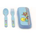 Smiley Baby blau, Besteck 2-er Set 14 cm