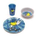 Smiley Kid Boy 3er Geschenkset blau,Teller,Schssel+Becher