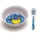 Smiley Kid Boy 2er Frhstcksset blau, Schssel + Lffel