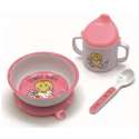 Smiley Baby 3 Set pink, Schssel m. Saugn.+Becher+Lffel