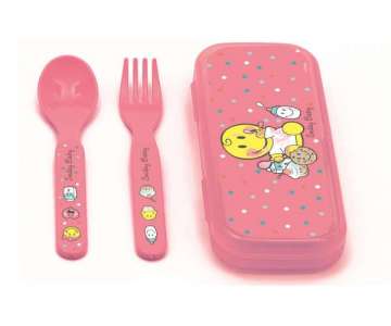 Smiley Baby pink, Besteck 2-er Set 14 cm