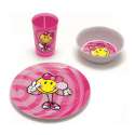 Smiley Kid Girl 3er Geschenkset pink,Teller,Schssel+Becher